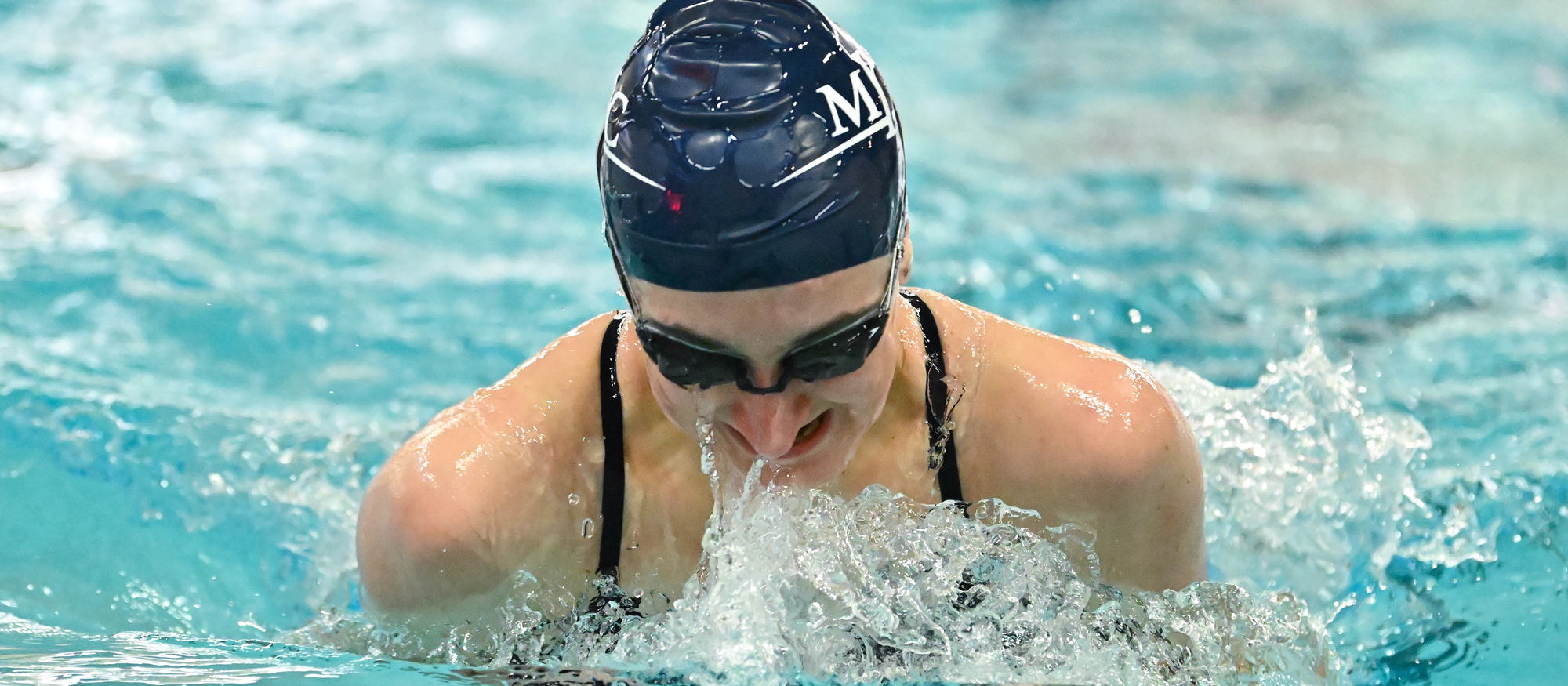 Annabeth Loftman and Mount Holyoke competed well in a dual meet against Wellesley College on Nov. 23, 2024 at the MHC Natatorium, falling 157-122. (RJB Sports file photo)