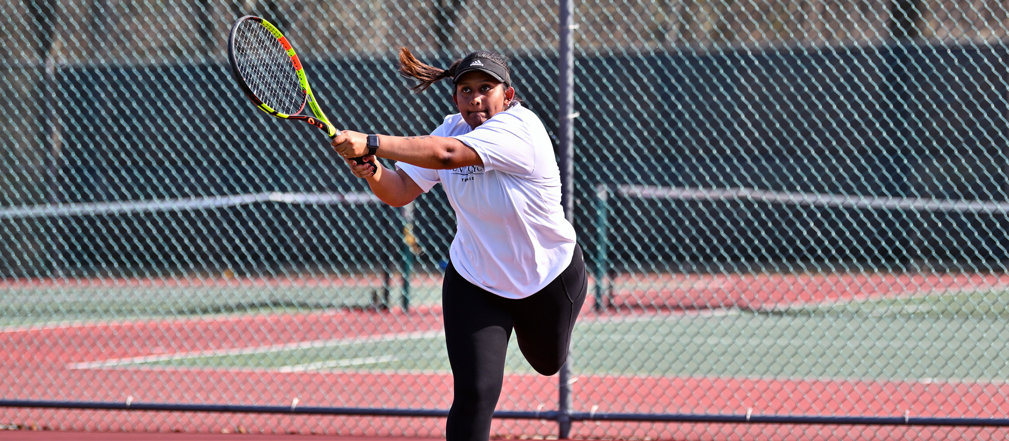 Shweta Kiran Cavale was 2-0 for the second straight match, with wins at second doubles and third singles in Mount Holyoke's 6-3 NEWMAC victory at Wheaton College on March 25, 2023. (RJB Sports file photo)