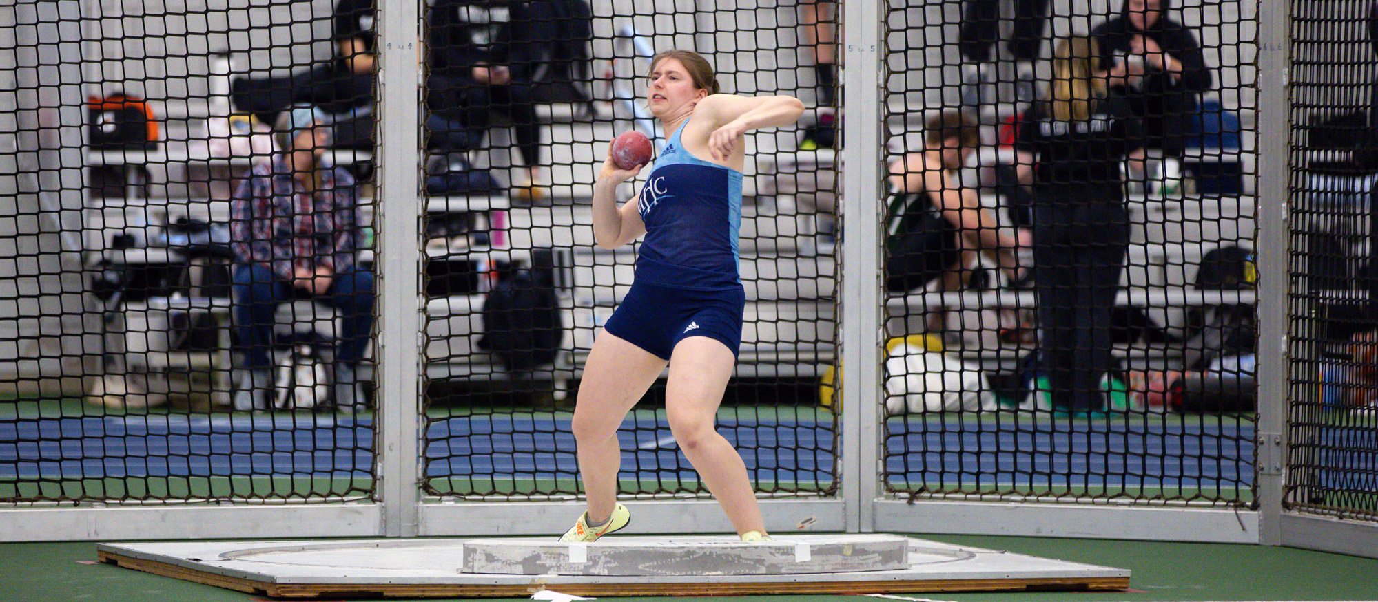 Emma Doyle had the top mark in the shot put among 21 competitors at the Middlebury Field & Track Meet on Feb. 11, 2023. (RJB Sports file photo)