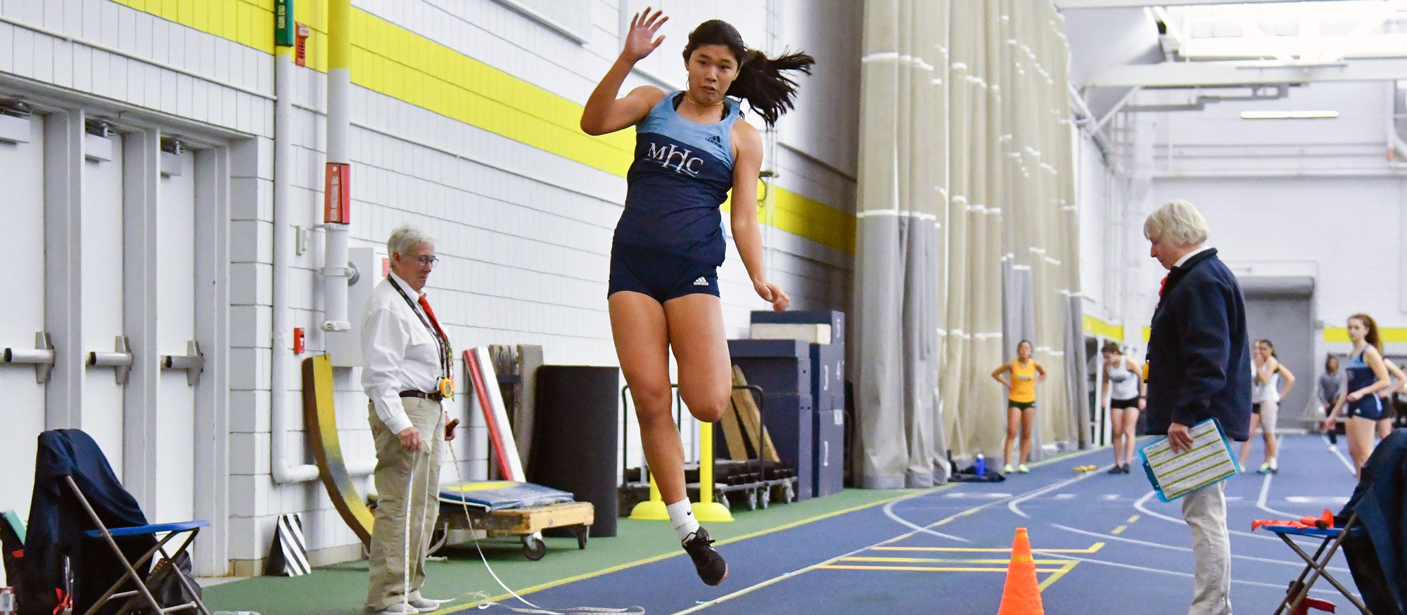 Elle Rimando finished second in both the triple jump and the 60-meter dash, and third in the long jump at the Branwen Smith-King Invitational at Tufts on Jan. 21, 2023. (RJB Sports file photo)