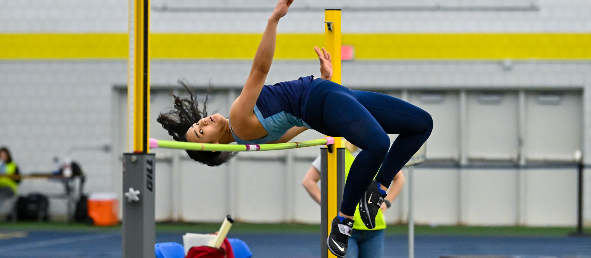 Aria Mallare won the high jump with a career-best mark of 1.51 meters at the Mount Holyoke-Smith-Wellesley Tri-Meet on Feb. 17, 2024 at Smith College. (RJB Sports file photo)