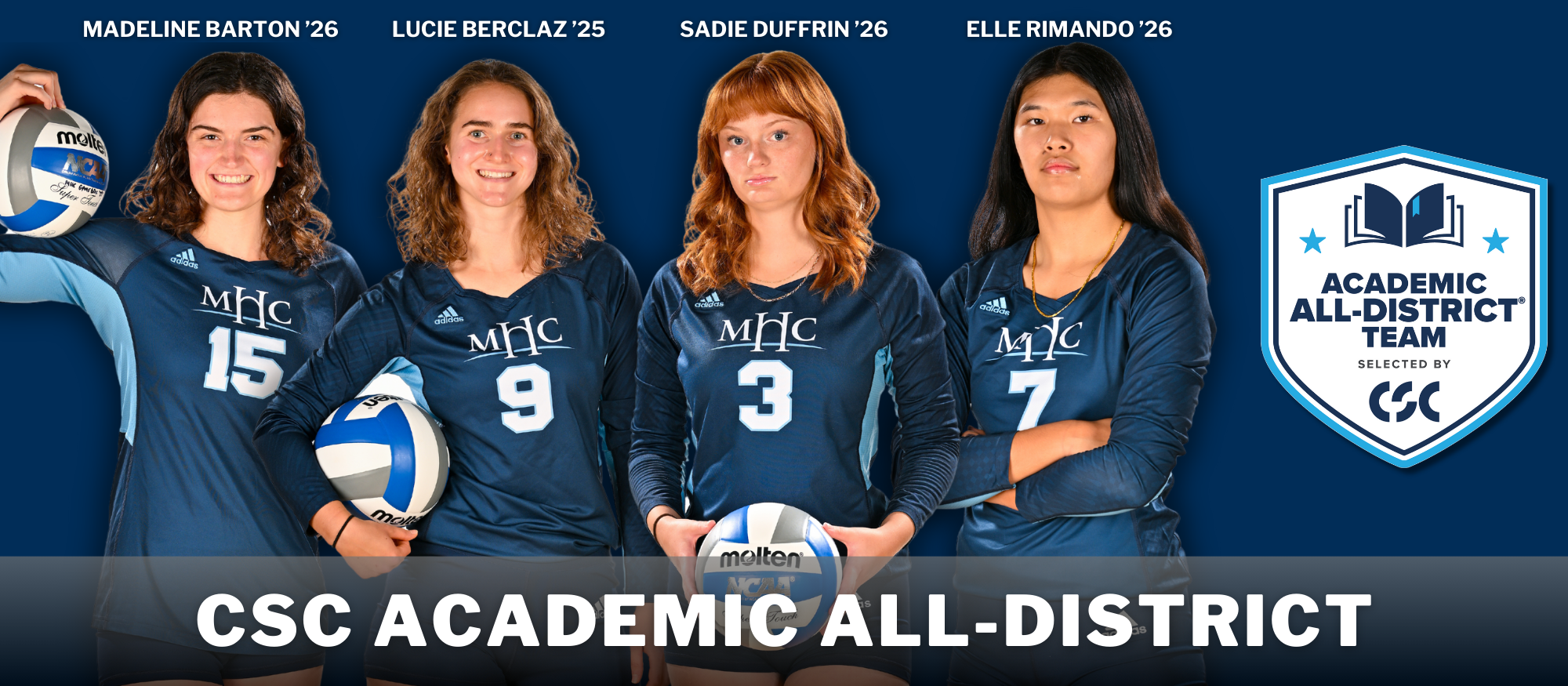 Volleyball sees the maximum of four players earn CSC Academic All-District honors