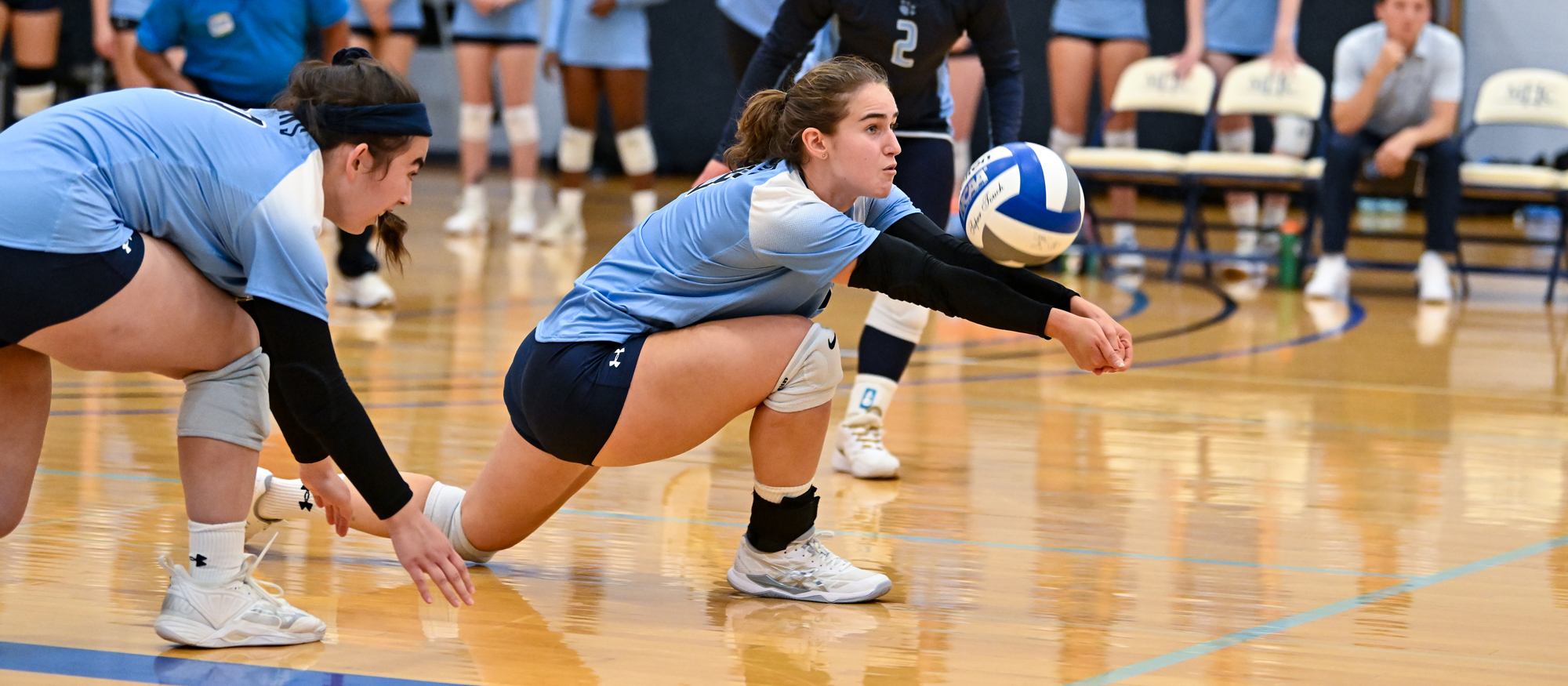 Lucie Berclaz helped Mount Holyoke defeat Western New England 3-1 on Sept. 12, 2024, posting 11 kills and 11 digs. (RJB Sports file photo)