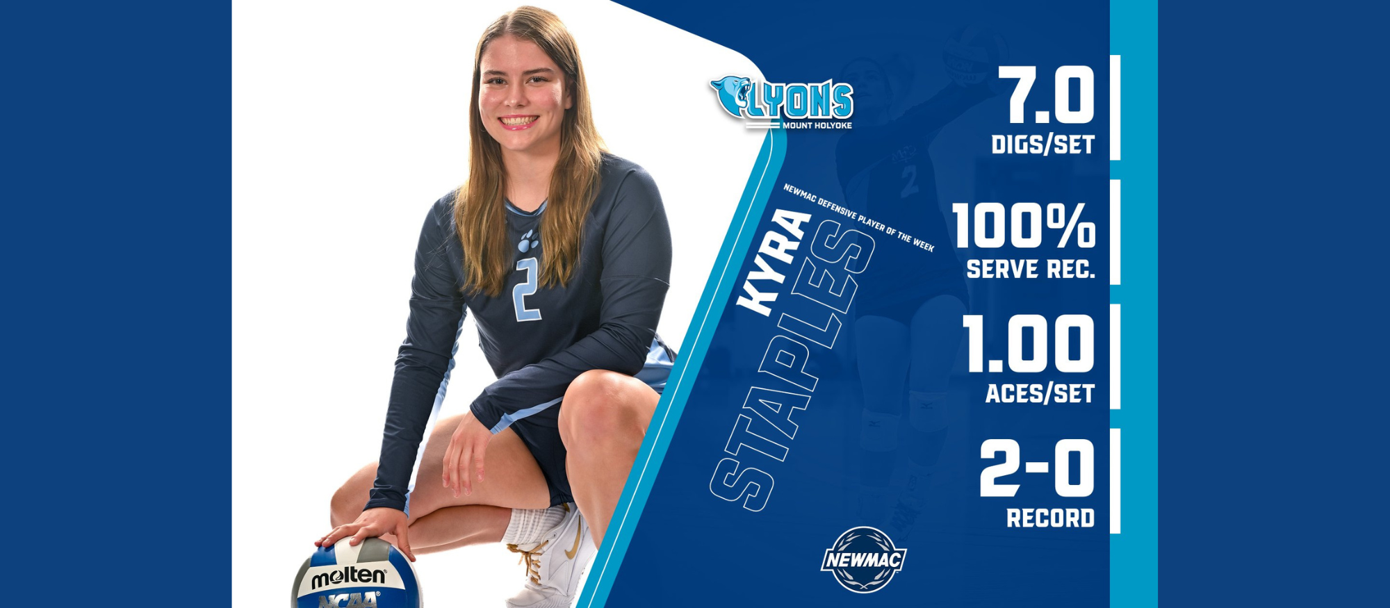 Kyra Staples named NEWMAC Volleyball Defensive Player of the Week