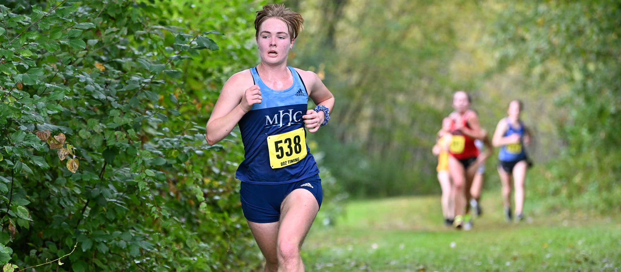Tessa Lancaster placed third among 191 runners at the Keene State Invitational on Sept. 30, 2023. (Bob Blanchard/RJB Sports)